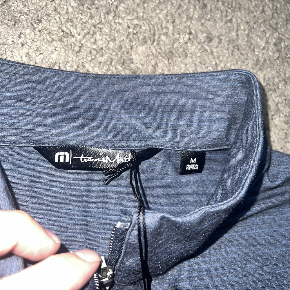 NWT Travis Mathew Men's Size Medium Indigo Striped Lightweight Quarter Zip - Picture 4 of 7